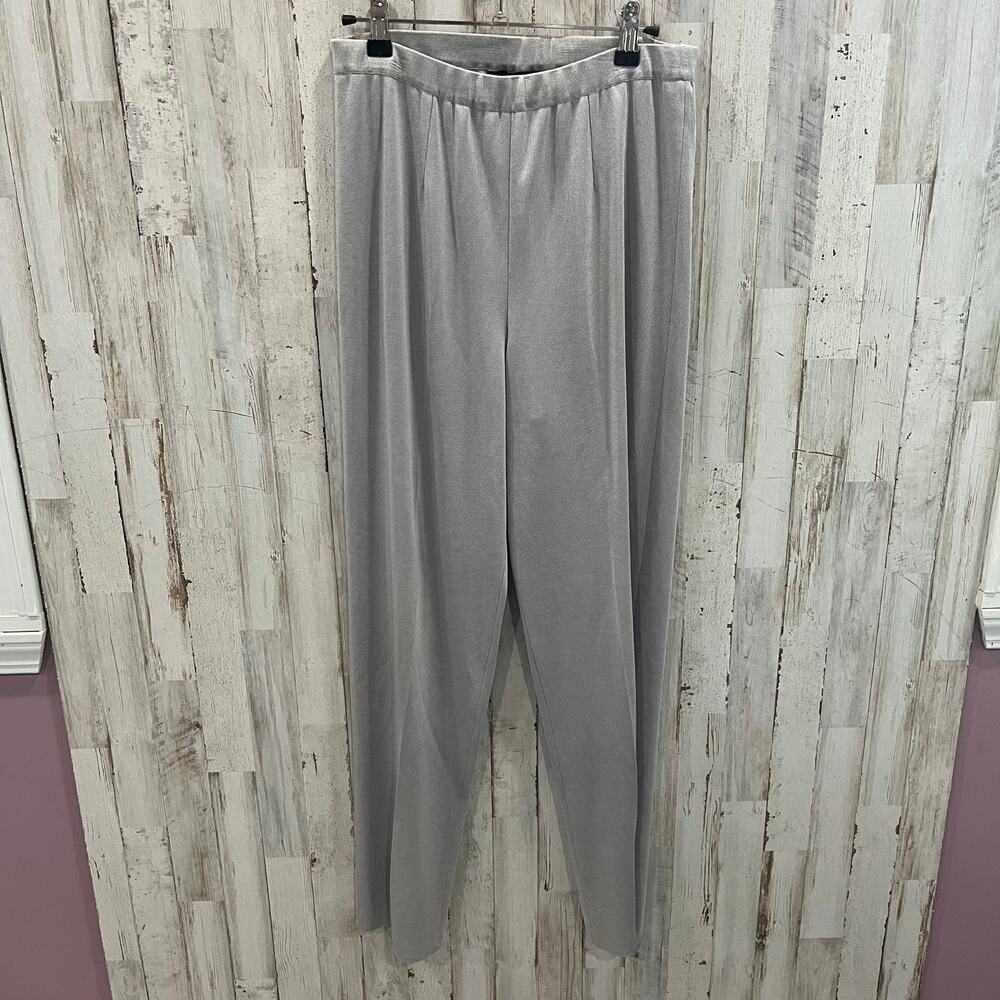 Ming Wang Gray Knit Pull On High Waisted Straight Pants Womens Size Small